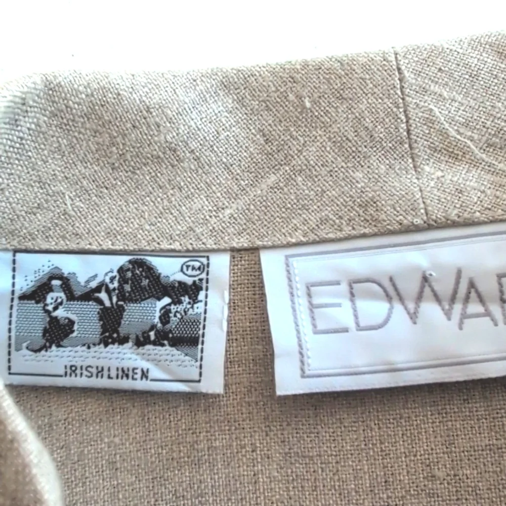 VTG Irish linen oatmeal oversized embroidered neutral jacket. EDWARD. Large. - Picture 12 of 12